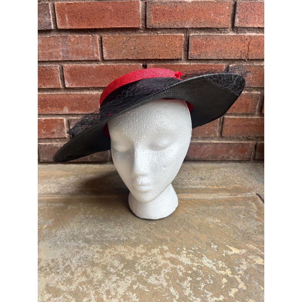 Whittall & Javitts Red and Black Straw Hat